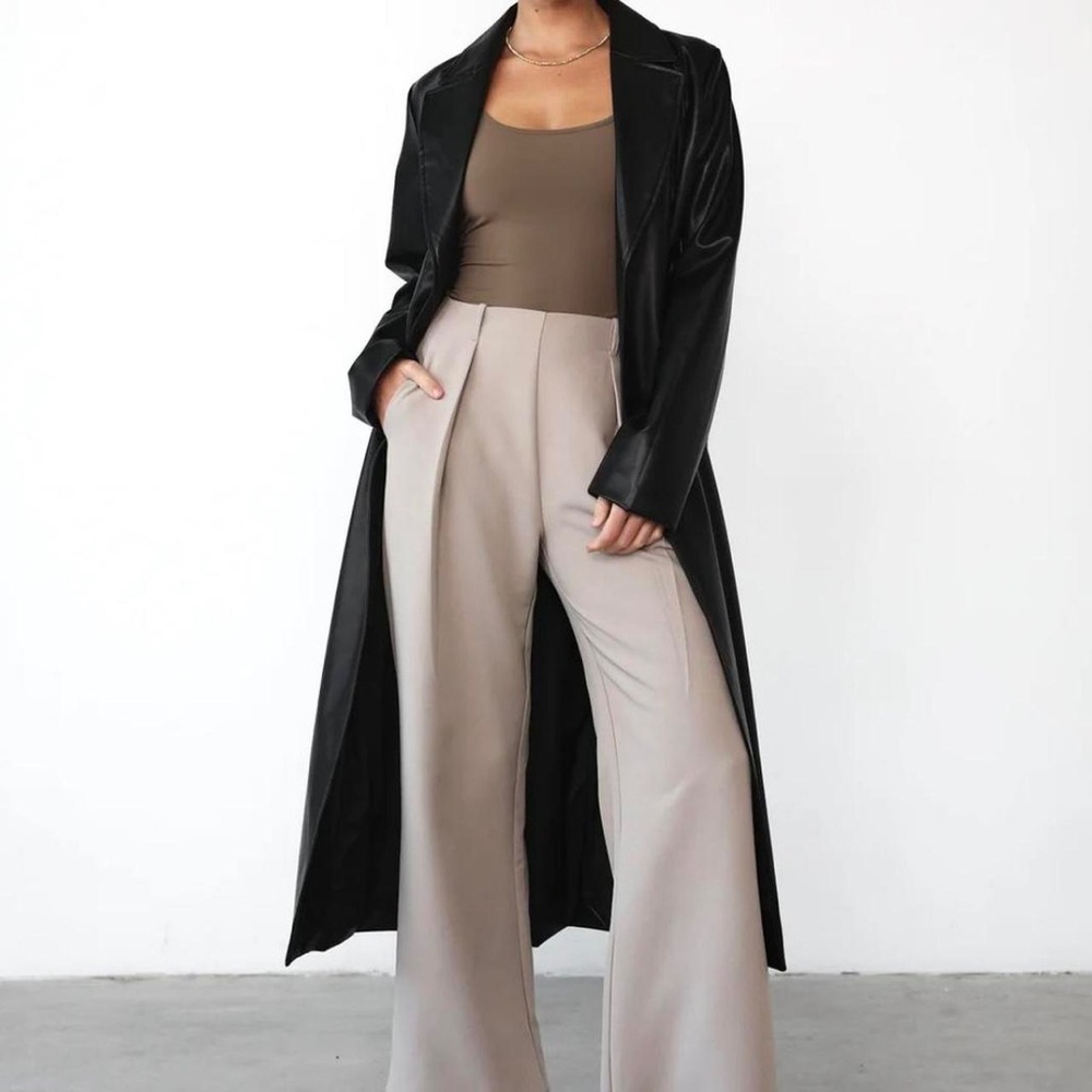 Charcoal Clothing Leather Trench Coat